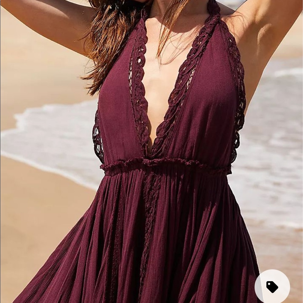 Free People Norina maxi dress. Color is Plum/prune.